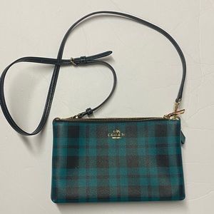 Coach Green Plaid Shoulder Bag